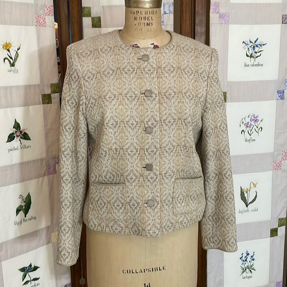 Pendleton, Beige/Tan Patterned, Tweed, Virgin Woo… - image 1